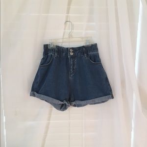 Elastic Waste Jean Shorts